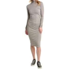James Perse Standard NWT Long Sleeve Midi Turtleneck Dress Concrete‎ Gray Sz 0